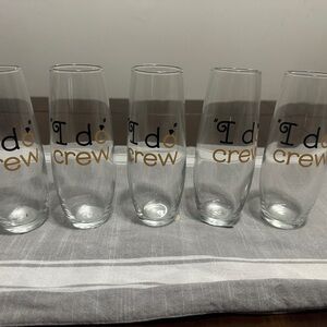 Gold and Black 'I Do Crew' Champagne Flutes